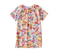 Vestido de niña de algodón con manga corta y falda pequeña para niñas con, Rosa intenso., 15-16 años