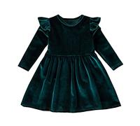 Vestido de niña de terciopelo de una línea de manga larga Bowknot Tulle Vestidos Princesa Chica Chic Y Elegant Vestido Otoño Invierno con Lentejuelas 2-7 años de noche Suave Cómodo Traje de Navidad