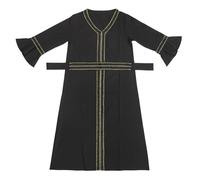 Vestido de niña falda larga primavera grande suelta manga larga musulmana árabe juventud falda larga vestido casual gasa para niñas, Negro , 3-4 años
