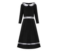 Vestido de niña falda larga primavera grande suelta manga larga musulmana árabe juventud falda larga vestido casual niñas patinador, Negro , 4-5 años