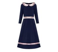 Vestido de niña falda larga primavera grande suelta manga larga musulmana árabe juventud falda larga vestido casual niñas patinador, marine, 8-9 años