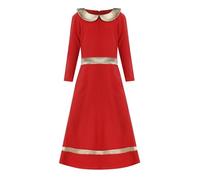Vestido de niña falda larga primavera grande suelta manga larga musulmana árabe juventud falda larga vestido casual niñas patinador, rojo, 12-13 años