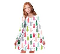 Vestido de niña genérico elegante y elegante, vestido de princesa de manga larga para niños y niñas, diseño de árbol de Navidad, ciervo, estampado (6-7 años)