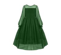 Vestido de niña Vestido de manga larga Vestido de otoño de malla de una línea de vestidos de noche casuales con bolsillos Vestidos para niños