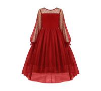 Vestido de niña Vestido de manga larga Vestido de otoño de malla de una línea de vestidos de noche casuales con bolsillos Vestidos para niños