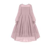 Vestido de niña Vestido de manga larga Vestido de otoño de malla de una línea de vestidos de noche casuales con bolsillos Vestidos para niños