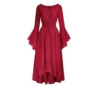 Vestido de Noche Barroco Marie Antoniette, Disfraz de Cosplay gótico Retro para Halloween 2025 Elegante Vestido Medieval con Manga Campana y Detalles Talla Única