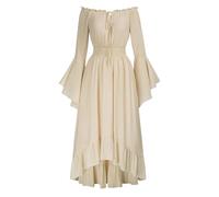 Vestido de Noche Barroco Marie Antoniette, Disfraz de Cosplay gótico Retro para Halloween 2025 Vestido Elegante de Un Hombro con Mangas Campana y Cintura Entallado para Mujeres