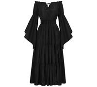 Vestido de Noche Barroco Marie Antoniette, Disfraz de Cosplay gótico Retro para Halloween 2025 Vestido medieval de un solo hombro con mangas de campana y cintura entallado para mujer