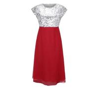 Vestido de noche con lentejuelas de malla para mujer, vestido de cóctel, elegante, moda festiva, rojo, 5XL