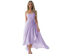 Vestido de Noche de Chiffon Sin Mangas - Largo 125cm para Fiesta, Ceremonia y Eventos Formales (Lavanda Morada,M)