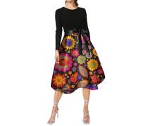 Vestido De Noche De Manga Larga para Mujer Elegante Y Chic Informal con Cuello Redondo Y Cremallera para Fiesta De GraduacióN