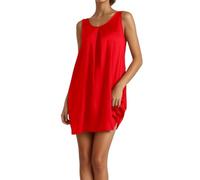Vestido de noche erótico para mujer, color rojo satinado, sin mangas con cuello en V, de corte holgado, camisa de noche informal para verano y relajación en casa, Rojo20, XXL