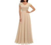 Vestido de noche formal con cuello en V y cintura larga para mujer, 6 (Reino Unido), M