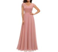 Vestido de noche formal con cuello en V y cintura larga para mujer, 7 (Reino Unido), M