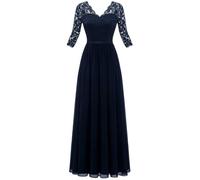 Vestido de noche formal con cuello en V y cintura larga para mujer, 8 (Reino Unido), S