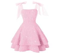 Vestido de noche para mujer de gran tamaño, vestido con lentejuelas sin mangas, elegante y elegante con cordones, color liso, línea a sexy cóctel, vestido versátil para carnaval, fiesta de baile