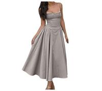 Vestido De Noche Para Mujer Elegante Y Glamour, Vestido Vintage Mujer Tirantes Espaguetis Sexy Cuello Cuadrado Color Puro Elegante Vestido De Talle Alto Ajuste Fiesta Ceremonia Cóctel