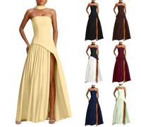 Vestido de Noche para Mujer línea A Hombros Descubiertos Moda Slim Fit Vestido de Dama Honor Sin Mangas Elegante Vestidos Verano Mujer Largo Fiesta Bodycon Formal Vestidos Invitado Boda Graduación