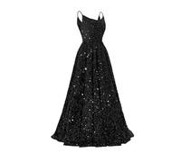 Vestido de noche para mujer sin mangas, vestido con lentejuelas para mujer, largo chic y elegante, sexy con cuello en V, vestido de cóctel de gran tamaño, vintage, informal, fluido, para regresar a la