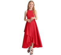 Vestido de noche para niña, vestido de fiesta para conciertos, desfiles, elegante, sin mangas, para niños pequeños a adolescentes, rojo, 11-12 años