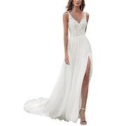 Vestido de Novia Encaje Bohemio Vestido de Novia Largo Vestido de Novia, SEVENYXX, Marfil, 40