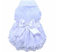 Vestido de novia para perros de encaje blanco con gran lazo de DoggyDolly
