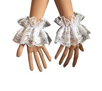 Vestido De Novia Puños Muñeca con Volantes Falda Encantadora Volantes Extraíbles Mangas Muñeca con Patrón Flores Encaje Mangas Desmontables para Mujer