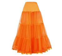 Vestido de novia sin hueso con dobladillo largo, falda tutú, disfraz de carnaval, naranja, M