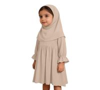 Vestido de oración islámica para niñas pequeñas, caftán Abaya de manga larga con hiyab, bata musulmana, vestido largo para ramadán, estilo Dubai, cárdigan de longitud completa, bata tradicional de