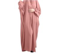 Vestido de oración musulmán liso suelto de una sola pieza, con capucha, caftán islámico Abaya con hiyab, ropa conservadora, vestido de oración, Ramadán, rosa, rosa, Taille unique