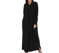 Vestido de oración musulmana, vestidos musulmanes para mujeres, vestido de oración musulmana de manga larga, ropa de oración suelta de 56.7 pulgadas jilbab para mujeres musulmanas negras, vestidos mu