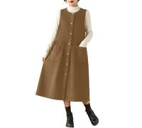 Vestido de pana con botones y cárdigan de manga larga, conjunto informal a | Conjunto Deportivo Seamless Chándal Punto Invierno Blusa Pantalon Short Up Enterizo Faldas Montar Polo