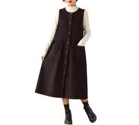 Vestido de pana con botones y cárdigan de manga larga, conjunto informal a | Conjunto Deportivo Seamless Chándal Punto Invierno Blusa Pantalon Short Up Enterizo Faldas Montar Polo