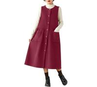 Vestido de pana con botones y cárdigan de manga larga, conjunto informal a | Conjunto Deportivo Seamless Chándal Punto Invierno Blusa Pantalon Short Up Enterizo Faldas Montar Polo
