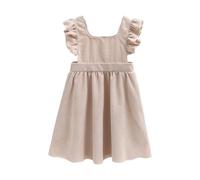 Vestido de pana para niña, sin mangas, vestido maxi con botones, corte holgado, cintura alta, tirantes largos, vestidos con bolsillos para invierno, vestido elegante de invierno, 1-8 años, beige, 7-8