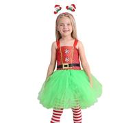 Vestido de Papá Noel para niñas, vestido tutú rojo y verde, vestidos de traje de Santa para Navidad, carnaval, vida diaria