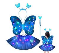 Vestido de para niños, conjunto de vestido de con luz LED, incluye falda LED, alas de, y diadema para