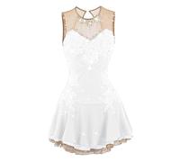 Vestido De Patinaje Artístico con Apliques Traje De Competición con Apliques Gimnasia De Danza sobre Hielo Sin Mangas Traje De Actuación Clásico Spandex,G,5_8Years