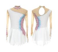 Vestido De Patinaje Artístico De Manga Larga For Niñas, Vestidos De Patinaje Artístico Con Personalización Lírica For Mujeres(3XS)