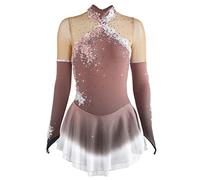 Vestido De Patinaje Artístico Profesional para Niñas Traje De Competencia De Patinaje sobre Hielo Ropa De Actuación De Danza sobre Hielo De Manga Larga Elástica Hecho A Mano,D,12_15Years