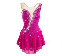 Vestido de patinaje sobre hielo para mujer, dobladillo asimétrico, malla de alta elasticidad, 8 (Reino Unido), M