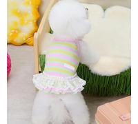 Vestido de Perro a Rayas, Ropa de Verano con Tirantes de Encaje, Ropa para Gato, Falda Colorida con Tirantes para Cachorros, Ropa para niñas, Vestidos para Perros 3 uds.