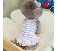 Vestido de Perro a Rayas, Ropa de Verano con Tirantes de Encaje, Ropa para Gato, Falda Colorida con Tirantes para Cachorros, Ropa para niñas, Vestidos para Perros 3 uds.