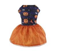 Vestido de perro con temática de Halloween, falda de red para mascotas, diseño de calavera de calabaza, accesorios de disfraz de tul para mascotas