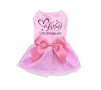 Vestido de perro de princesa, vestido de tul rosa con lazo, falda para cachorro, vestidos de perro, para cumpleaños, vacaciones, boda, ropa para perros pequeños, niñas y gatos (rosa, M)