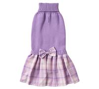 Vestido de perro de punto prpura vestidos de ropa de invierno para perros a cuadros rosa para perros dachshund d.