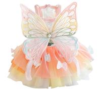 Vestido de Perro, Linda Mariposa Vestida de Princesa para Perros, Vestidos de Perros de algodón para Perros pequeños niña, Ropa de Mascotas Colorida con botón para el Vestido de Princesa del Perro de
