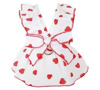 Vestido de perro y gato con estampado de fresa para perros pequeños, decoración de lazo, lindos vestidos de princesa para cachorros, falda tutú, chihuahua, osito, pomerania, ropa de cumpleaños,
