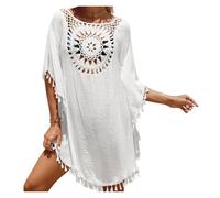 Vestido de Playa de Ganchillo Túnica de Bikini Ganchillo for Mujer, Vestido Playa con borlas Encaje, Cubierta, cárdigan Suelto Informal, Traje baño Verano
